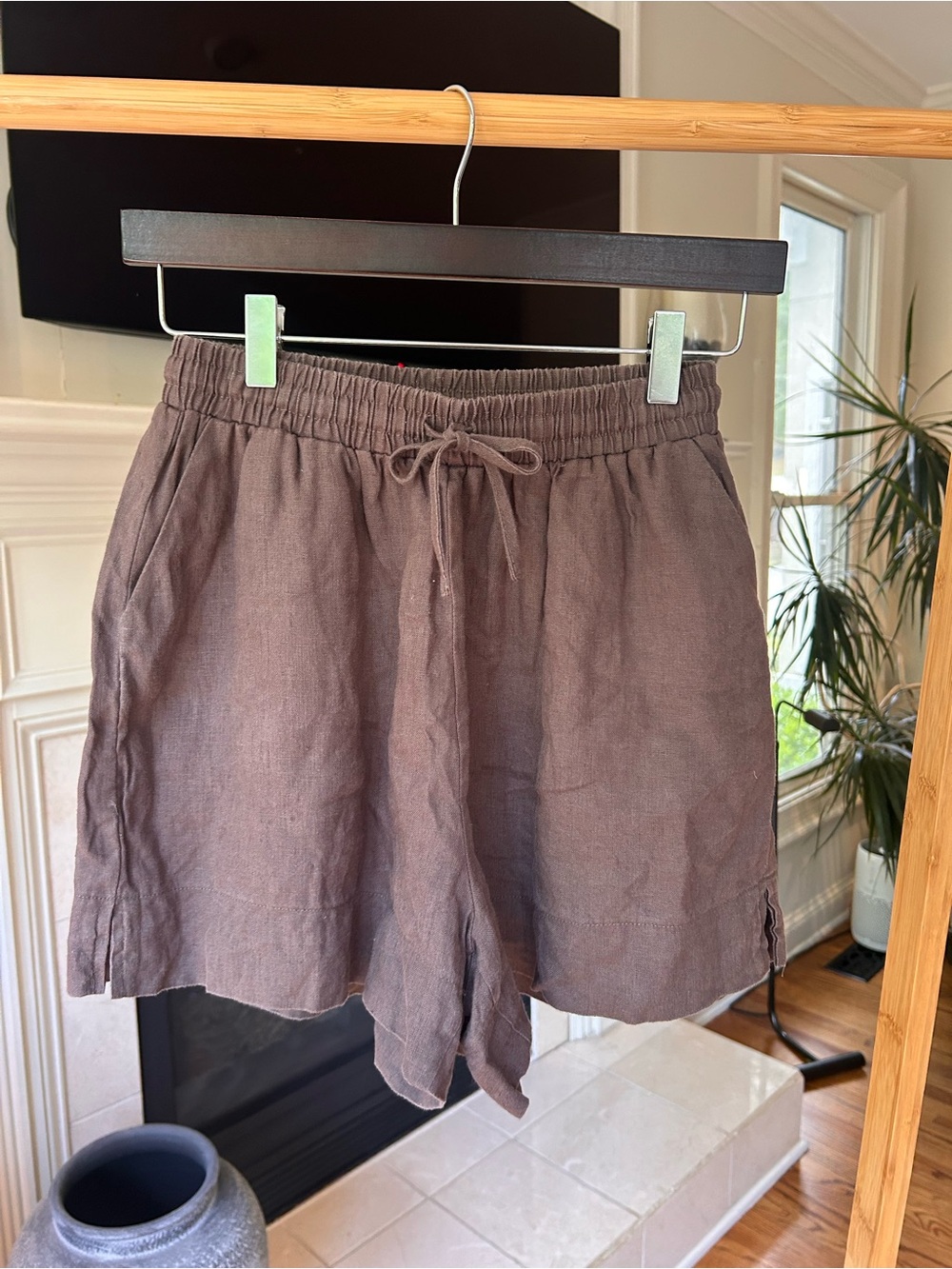 *can’t ship until 05/16* Peppermayo High-Waist Linen-Blend Drawstring Shorts